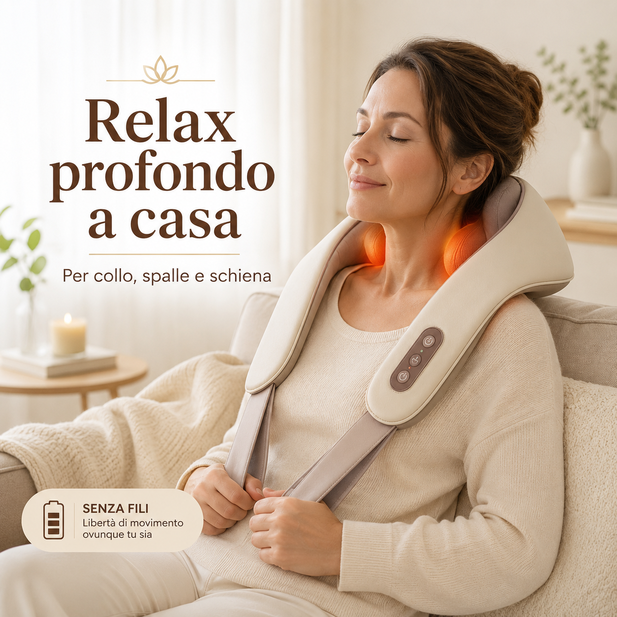 SchienaZen™ – Cuscino Massaggiante Shiatsu per Schiena, Collo e Spalle
