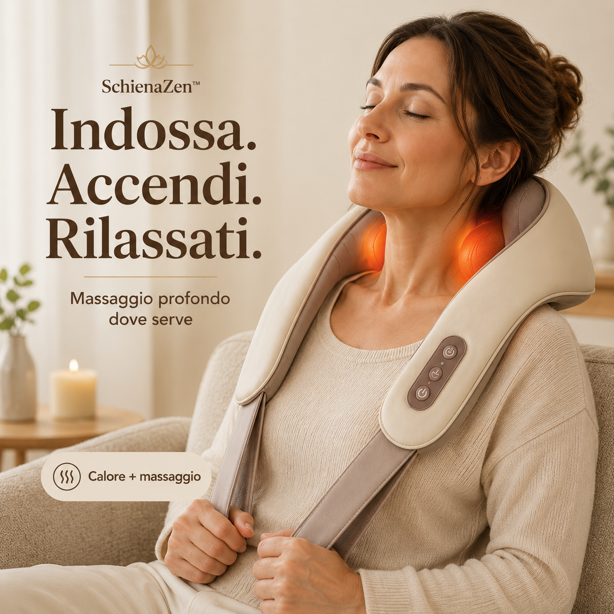 SchienaZen™ – Cuscino Massaggiante Shiatsu per Schiena, Collo e Spalle
